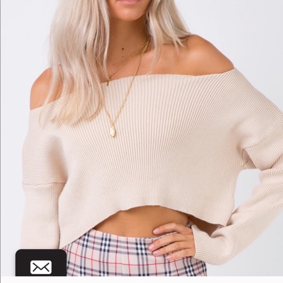 Princess Polly Tops - Cropped off the shoulder sweatshirt